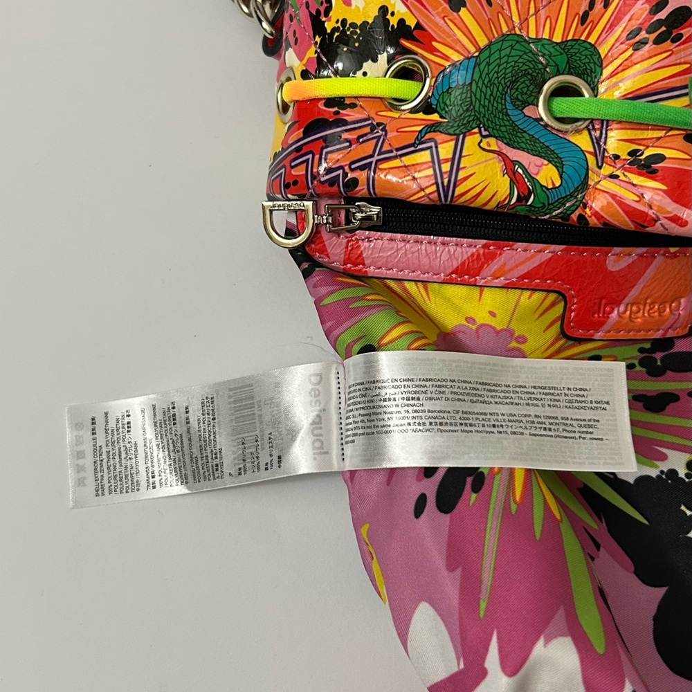 Desigual - Sack Handbag - Multi-Color Drawstring Bucket Bag - Picture 12 of 16